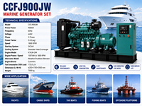 Grupo Electrógeno Marino Automático SCDC CCFJ900JW de 900 kW y 1800 rpm con AVR, Trifásico, Motor Diésel KTA38-DM de 1800 RPM para Embarcaciones en Alta Mar