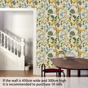 Papel Tapiz Autoadhesivo de PVC con Diseño Floral de <span class=keywords><strong>Granada</strong></span>, Estilo Pastoral Americano, Resistente al Agua y a la Humedad, Decorativo para Paredes - Product Image 3