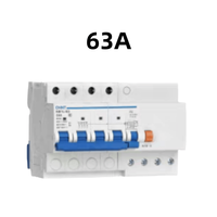 Disjoncteur différentiel électromagnétique miniature Chint 50A 63A NB1L-63 4P Type C 4,5kA en polycarbonate pour montage sur rail