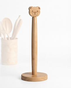 Cute Bear Wooden Tissue Holder <b>Freestanding</b> Paper <b>Rack</b> for Bathroom- Kitchen Home Decor - Product Image 1
