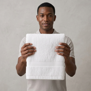 Serviette de toilette en coton blanc, couleur unie, rectangulaire, tissée, pour usage domestique, taille adulte - Product Image 1