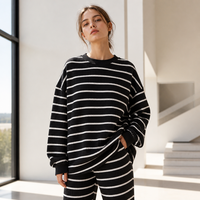 Tissu en maille côtelée rayée teinte en fil 4x2, 95% Rayonne 5% Spandex, 135cm, 270gsm, Élastique, Respirant, Anti-rétrécissement, Absorption d'humidité