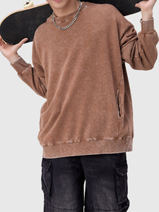 H5483 Streetwear Style Wholesale Custom 350 Gsm 100% Cotton Vintage Washed Sweatshirts Men Crewneck Sweatshirts - Product Image 4