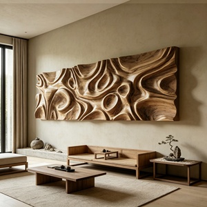 Arte Murale <span class=keywords><strong>in</strong></span> <span class=keywords><strong>Legno</strong></span> 3D Intagliata a Mano, Scultura Moderna per Arredamento Soggiorno - Product Image 4