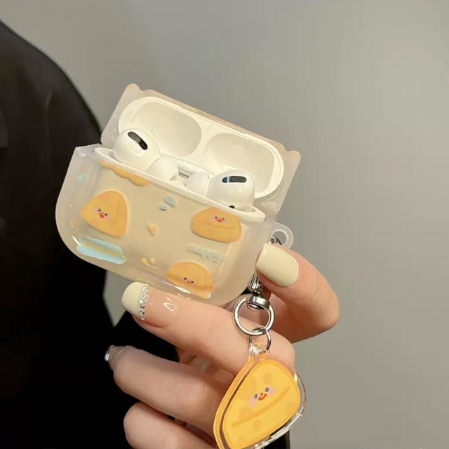 Cute airpods Cover case Cheese-themed Cartoon Carved Surface Pendant New-style Protective TPU case for airpods 1 2 3 4th Gen