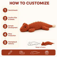 Coussin de canapé en forme de dinosaure en peluche, long et doux, couleur rouille, pour la décoration de canapé
