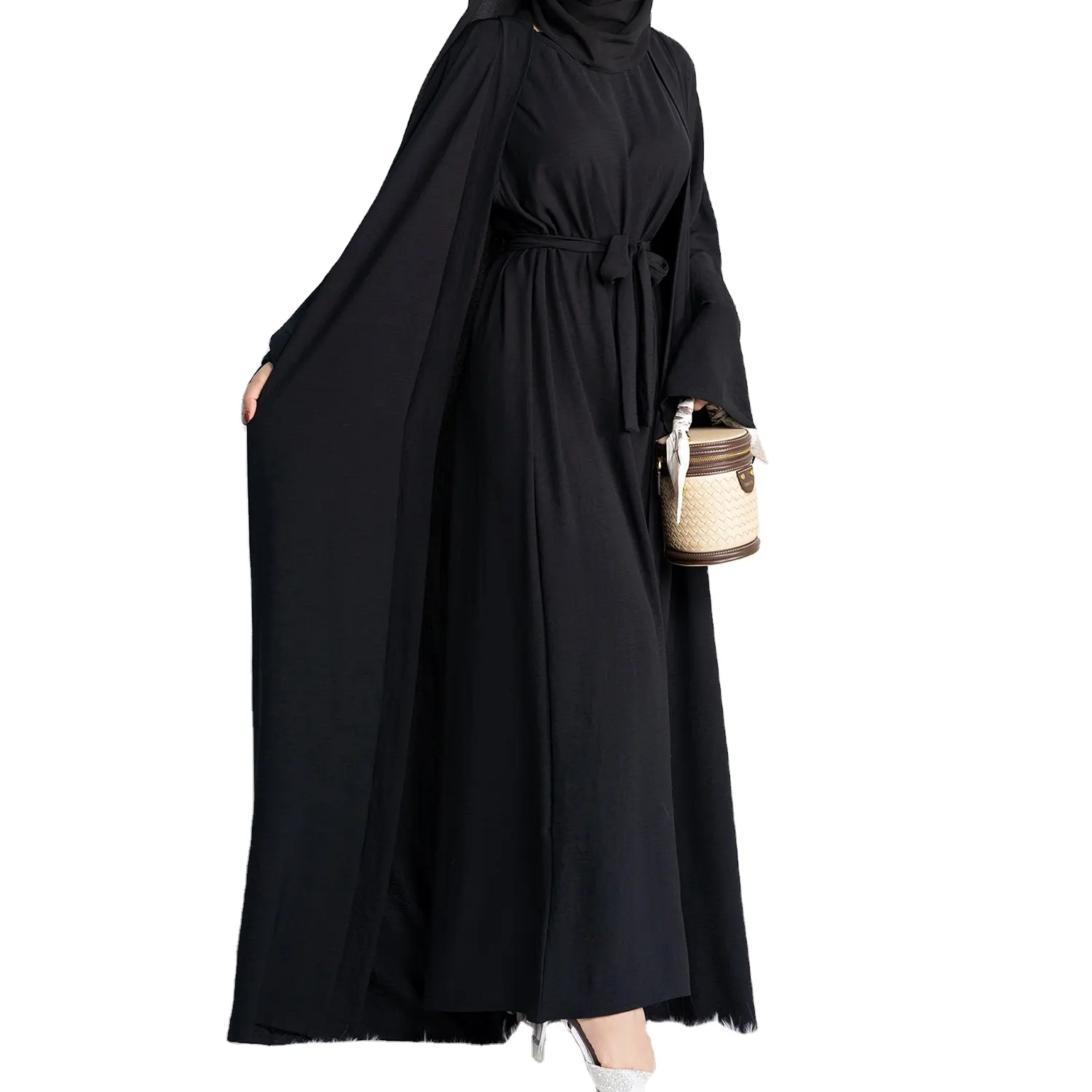 Abito islamico islamico malese in due pezzi da donna abaya Dubai donna abito islamico aperto abaya 2024
