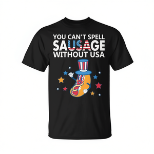 No se puede escribir la palabra Sausage sin Usa, camiseta americana del 4 de julio - Product Image 2