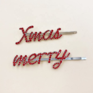 Kẹp Tóc Boby Bằng Kim Cương Giả Màu Đỏ Bạc Tùy Chỉnh Miễn Phí Ghim Biểu Tượng Chữ Trượt In Hoa Kim Cương Nhiều Màu Vàng Kim Cương Cho Bé Gái - Product Image 2