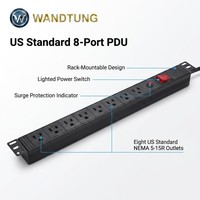 Unité de distribution d'alimentation (PDU) sur rack standard US personnalisée, multiprise 6/8 prises pour armoire réseau et rack de serveur