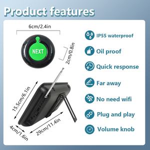 Sistema Inalámbrico de Gestión de Colas con Máquina de Numeración, 1 Pantalla de Servicio Actual, 2 Botones Siguiente, 1 Dispensador de Tickets para <span class=keywords><strong>Restaurante</strong></span> - Product Image 4