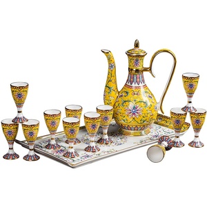 Ensemble à vin Jingdezhen, coffret cadeau avec verres à vin, bouteille à vin, verre à vin haut en émail, verre à spiritueux - Product Image 5