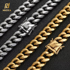 Nuoya mode hommes collier en acier inoxydable 6/8/10mm largeur 18K plaqué or <span class=keywords><strong>Miani</strong></span> cubain lien chaîne Hip Hop bijoux pour cadeaux - Product Image 1
