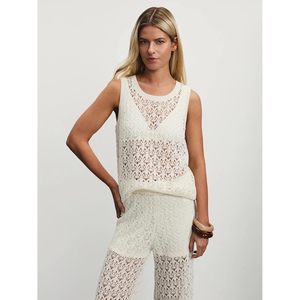 Conjunto de dos piezas de ganchillo personalizado 2026 para mujer: chaleco transparente sin mangas y pantalones de cintura holgada con diseño calado, ideal para vacaciones. - Product Image 3