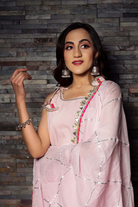 Super qualité Gotta Jaal rose coton Kurta Sharara ensemble avec taille personnalisée disponible à la mode Kurta Sharara ensemble - Product Image 2