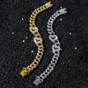 Pulsera de Cadena con Corazón de Aleación y Diamantes de Imitación, Estilo Hiphop Urbano, para Hombre, Joyería de Moda al por Mayor, Venta Caliente 2026 - Product Image 1