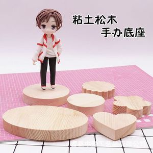 Base de madera para muñecas, redonda, en forma de corazón, ovalada, de madera de pino, hecha a mano, soporte para figuras, para accesorios de manualidades DIY. - Product Image 1