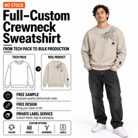 Sweat-shirt personnalisé imprimé toile d'araignée, beige, col rond, coupe oversize, en coton épais, streetwear, vente en gros