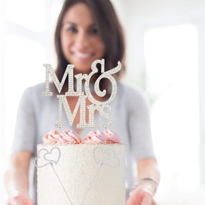 Decorazione per <span class=keywords><strong>Torta</strong></span> a Forma di Cuore in Metallo con Strass, Divertenti Decorazioni per Torte di Compleanno, Matrimonio, Fidanzamento, Festa della Sposa, Accessori per Feste di Compleanno - Product Image 4