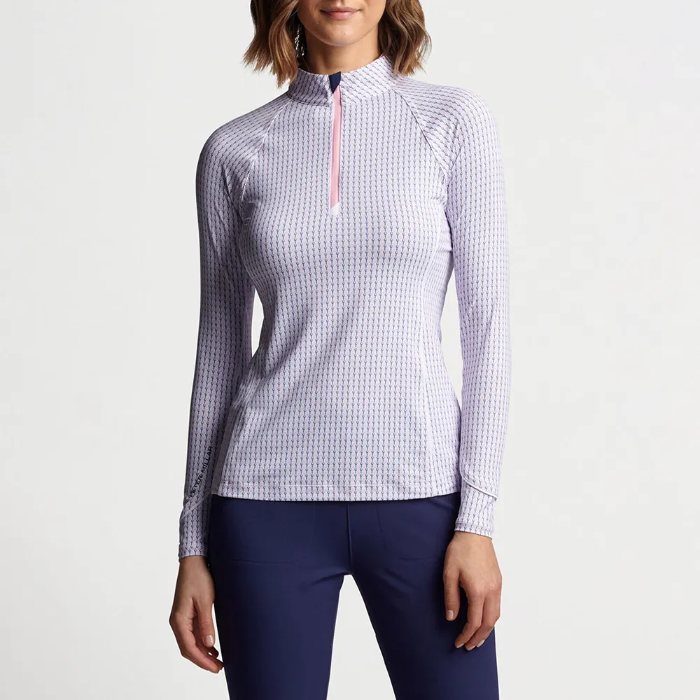 कस्टम OEM महिला 1/4 ज़िप लंबी आस्तीन गोल्फ शर्ट महिलाओं के मुद्रित UPS50 + सूरज संरक्षण गोल्फ शीर्ष