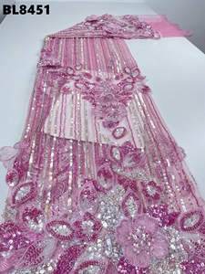 Luxury American French Bridal Lace Fabric - Handcrafted Heavy Beaded <strong>Embroidery</strong> Sequined <strong>Material</strong> for Custom Wedding Dresses - Product Image 4