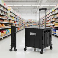 Chariot pliable compact à 4 roues en plastique PP pour la livraison de colis et le rangement domestique