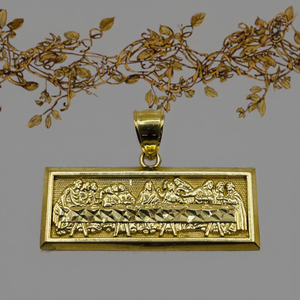 Pendentif rectangulaire La Cène, plaqué or 14 carats, cuivre, cadeau chrétien pour homme, bijoux en gros - Product Image 1