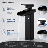 Robinet de salle de bain SANIVITAL moderne sans contact en acier inoxydable avec valve en céramique, mitigeur eau chaude et froide pour lavabo, idéal pour la maison et l'hôtel