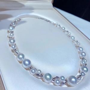 Collar de Perlas de Agua Dulce Naturales, Cuentas de Arroz de 6 mm, Longitud Ajustable de 40-45 cm, con Hebilla Ajustable de Amor, Caja de Regalo Incluida - Product Image 1