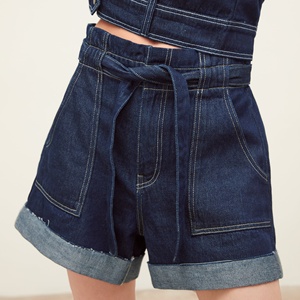 Haute qualité casual ceinture dame <span class=keywords><strong>jean</strong></span> <span class=keywords><strong>court</strong></span> bleu foncé <span class=keywords><strong>short</strong></span> <span class=keywords><strong>en</strong></span> <span class=keywords><strong>jean</strong></span> pour les femmes - Product Image 1