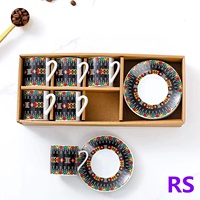 Ensemble de tasses à thé en céramique très vendu, style turc, ensemble de tasses à thé de luxe, ensemble de tasses et soucoupes personnalisées avec décalcomanie