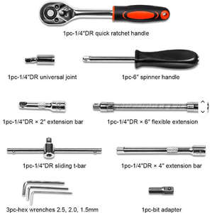 Bán 46 cái 1/4 inch Ổ cắm ổ đĩa thiết lập với 24 răng Ratchet cờ lê xử lý CRV Vật liệu xe đạp sửa chữa nhà công cụ cơ khí Kit - Product Image 3