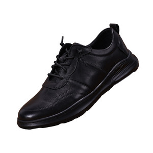 Zapatos de Vestir de Hombre con Cordones, Punta Redonda, de Cuero Negro, Suela de Goma Suave, para Oficina, Estilo Otoñal, Forro de Cuero Genuino - Product Image 4