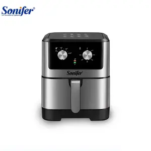 Sonifer SF-1017 yeni ev 1500W sıcaklık kontrolü paslanmaz çelik ısıtma elemanı otomatik elektrikli hava fritöz 6l