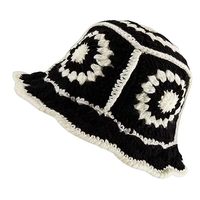 Topi Rajut Wanita Buatan Tangan Motif Bunga Lucu untuk Luar Ruangan, Topi Rajut Ikan Bergaris Bunga yang Imut, Beanie Rajut