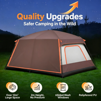 Tente de glamping de luxe pour 2 à 12 personnes, grand espace, imperméable, protection UV, tente de camping familiale avec auvent