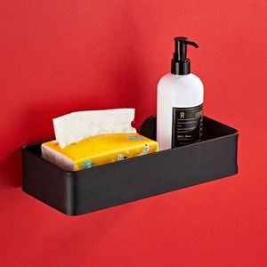 Modern Bathroom Kitchen Shower Room No Drilling Self Adhesive Wall-Mounted Aluminum Black Dish Soap Caddy <b>Shelf</b> Soap Holder - Product Image 2