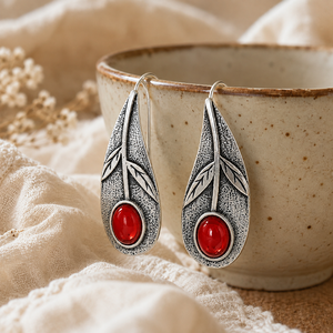 Orecchini retrò con foglie rosse e verdi, regalo per donna per l'uso quotidiano o per feste - Product Image 6