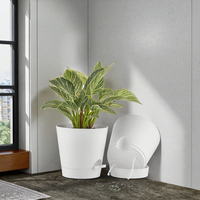 FaithLand 2-Pack Pot Tanam Plastik 8-Inci Self-Watering dengan Reservoir Dalam Desain Minimalis untuk Penggunaan Dalam/Luar Ruangan Warna Putih