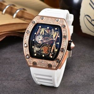 Fashion <b>Skeleton</b> Panda Dial Men <b>Watch</b> Tonneau Case <b>Automatic</b> Mechanical Luxury Style <b>Watch</b> - Product Image 1
