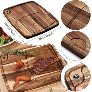 Plato rectangular de madera para carne, tabla de servir de madera maciza para restaurante, fiestas, color retro 08025 - Product Image 4