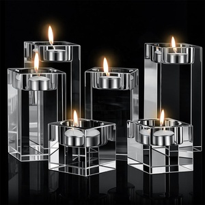 6 pièces <span class=keywords><strong>de</strong></span> bougeoirs carrés en verre cristal <span class=keywords><strong>de</strong></span> haute qualité et durables pour bougies chauffe-plat et bougies votives, pour <span class=keywords><strong>mariage</strong></span> et dîner - Product Image 1