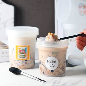 Pot en plastique PP jetable, anti-fuite, à paroi simple, de qualité alimentaire, pour gelée de <span class=keywords><strong>herbe</strong></span> brûlée, poudre de fruits glacée, boules de taro et soupe sucrée - Product Image 2