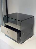 Table de chevet moderne en bois écologique faite à la main, 1 tiroir, finition laquée blanche, tiroir flottant avec mécanisme de fermeture douce pour salle à manger