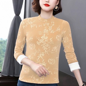 Women's Fleece Lined <b>Long</b> <b>Sleeve</b> <b>Base</b> <b>Layer</b> Top Semi High Neck Thickened Soft Knit Inner Wear For Autumn Winter Daily Wear - Product Image 4