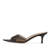 Mules transparentes en PVC à talon chaton pour femmes – Chaussures et pantoufles de créateur à bout ouvert