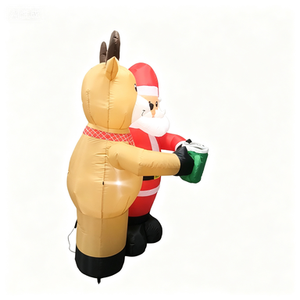 Décoration gonflable <span class=keywords><strong>de</strong></span> Noël animée <span class=keywords><strong>de</strong></span> 1,80 m (Père Noël et rennes), avec <span class=keywords><strong>action</strong></span> automatique <span class=keywords><strong>de</strong></span> levage <span class=keywords><strong>de</strong></span> gobelets et lumières LED pour extérieur - Product Image 2