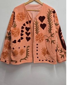 Women's Handmade TNT Cotton Suzani Jacket Floral Embroidered Boho <b>Cardigan</b> Coat - Product Image 1