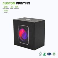 Kotak Hadiah Magnetik Tahan Air Kelas Atas Kustom Hitam Matte Spot UV Screen Print Kemasan Rigid Lid Base Grosir Merek Teknologi