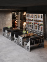 Canapé en fer forgé pour bar, salon de thé, bar lounge, café commercial, restaurant, ensemble de chaises de bureau de style industriel type conteneur